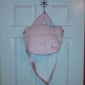 Lululemon Strawberry Milkshake Faux Fur Grid Crossbody Tote
